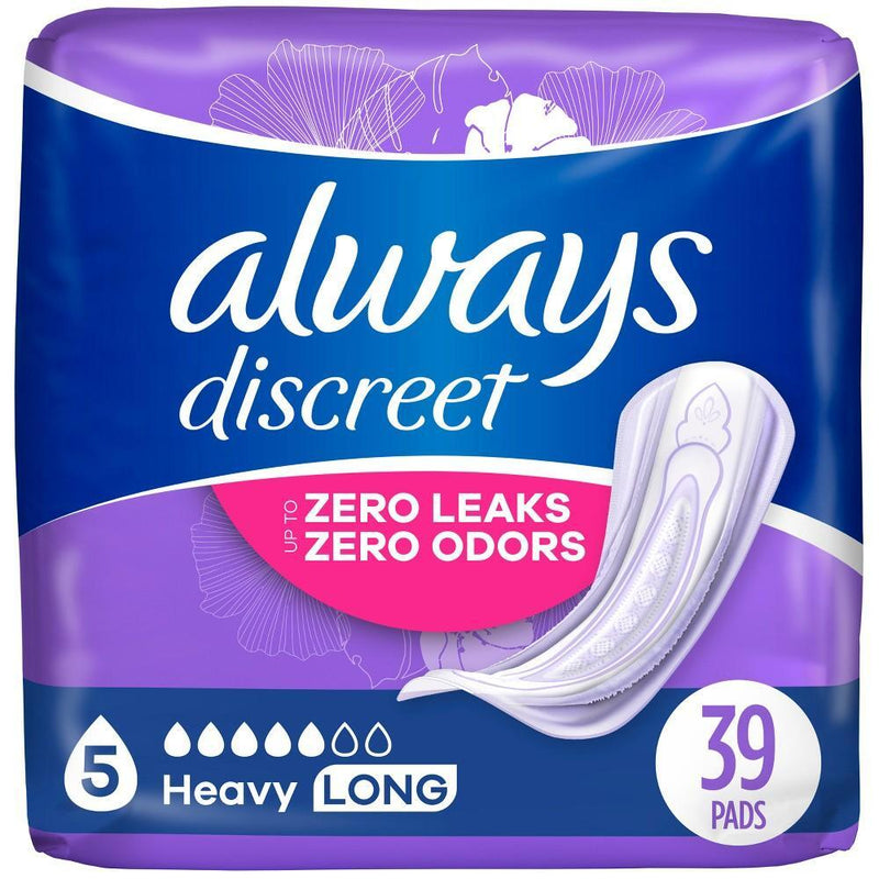 Always Discreet Always Discreet Incontinence Pads For Women - Heavy Absorbency - Long Length Health & Beauty Midnight Blue