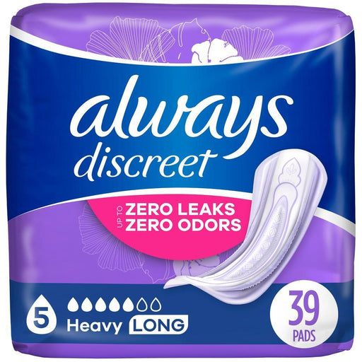 Always Discreet Always Discreet Incontinence Pads For Women - Heavy Absorbency - Long Length Health & Beauty Midnight Blue