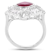 Bids.com 2.66 Carat Glass Filled Ruby and White Topaz .925 Sterling Silver Ring Rings White Smoke size 6.00,size 7.00,size 8.00,size 9.00