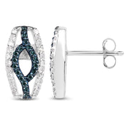 Bids.com 0.42 Carat Genuine Blue Diamond & White Diamond .925 Sterling Silver Earrings Earrings White Smoke