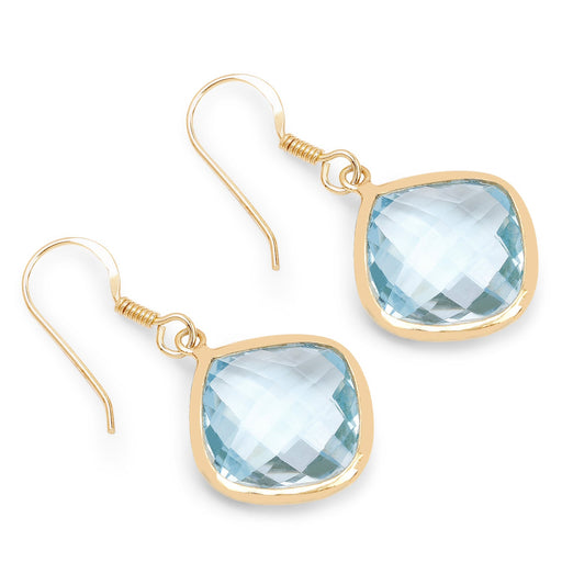 Bids.com 14K Yellow Gold Plated 29.00 Carat Genuine Blue Topaz .925 Sterling Silver Earrings Earrings White Smoke