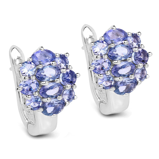 Bids.com 3.48 Carat Genuine Tanzanite .925 Sterling Silver Earrings Earrings White Smoke