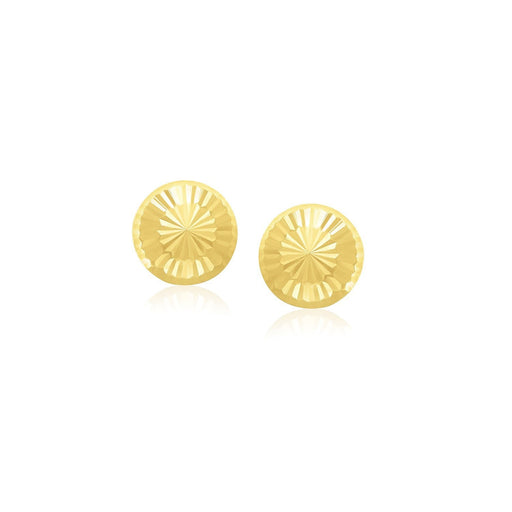 Bids.com 14k Yellow Gold Textured Flat Style Stud Earrings Earrings White Smoke Yellow Gold