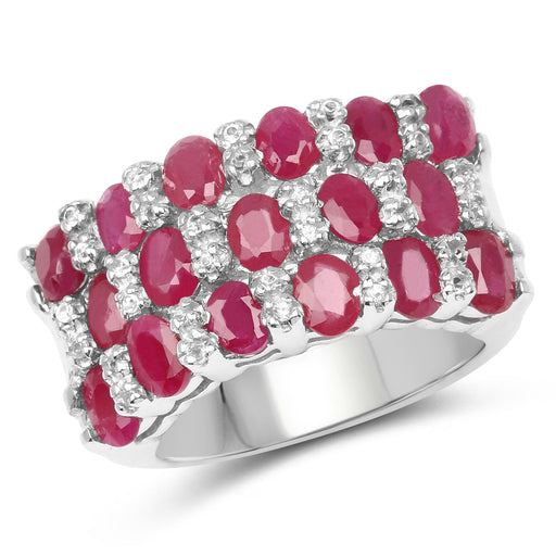 Bids.com 3.69 Carat Genuine Ruby and White Topaz .925 Sterling Silver Ring Rings White Smoke size 6.50,size 6.00,size 7.00,size 8.00,size 9.00