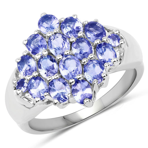Bids.com 2.45 Carat Genuine Tanzanite .925 Sterling Silver Ring Rings White Smoke size 8.00,size 6.00,size 7.00,size 9.00,size 5.00,size 10.00