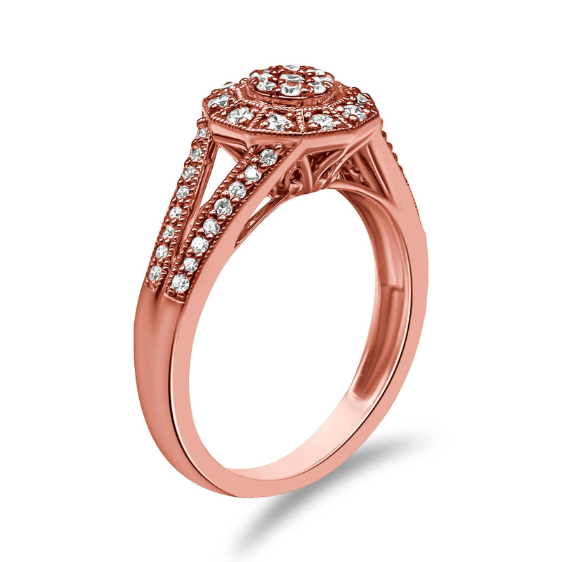 Bids.com 14K Rose Gold Plated .925 Sterling Silver 1/2 Cttw Pave Diamond Halo Cluster Split Shank Cocktail Ring (I-J Color, I1-I2 Clarity) - Size 6 Rings White Smoke 7 / Rose.Sterling Silver,5 / Rose.Sterling Silver,9 / Rose.Sterling Silver,8 / Rose.Sterling Silver,6 / Rose.Sterling Silver