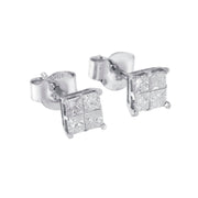 Bids.com 10k White Gold Diamond Stud Earrings (0.60 cttw, I-J Color, I2-I3 Clarity) Earrings White Smoke White.Gold / 0.6
