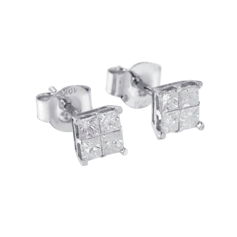 Bids.com 10k White Gold Diamond Stud Earrings (0.60 cttw, I-J Color, I2-I3 Clarity) Earrings White Smoke White.Gold / 0.6