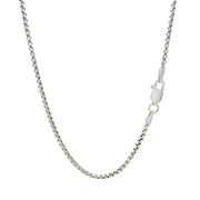Bids.com Sterling Silver Rhodium Plated Round Box Chain 1.8mm Necklaces White Smoke 18 / Sterling Silver,20 / Sterling Silver,22 / Sterling Silver,24 / Sterling Silver