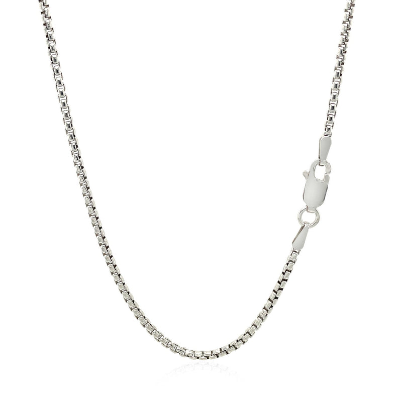 Bids.com Sterling Silver Rhodium Plated Round Box Chain 1.8mm Necklaces White Smoke 18 / Sterling Silver,20 / Sterling Silver,22 / Sterling Silver,24 / Sterling Silver