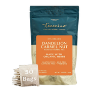 Teeccino Dandelion Caramel Nut Roasted Herbal Tea Herbal Tea Black 50ct loose tagless tea bags