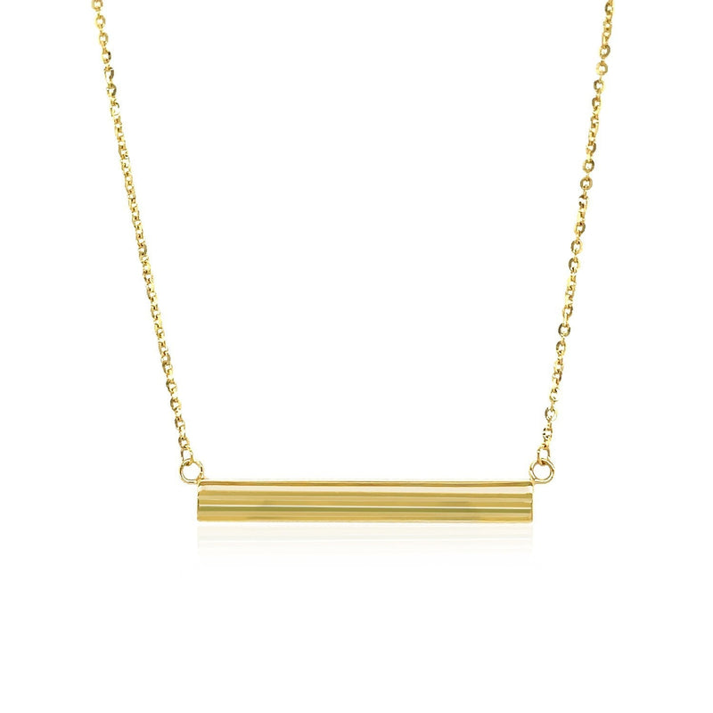 Bids.com 14k Yellow Gold Chain Necklace with a Shiny Flat Bar Necklaces White Smoke 18 / Yellow Gold