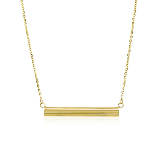 Bids.com 14k Yellow Gold Chain Necklace with a Shiny Flat Bar Necklaces White Smoke 18 / Yellow Gold