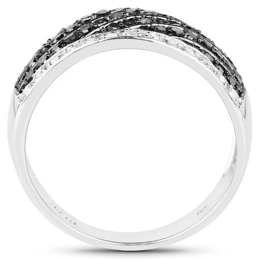 Bids.com 0.79 Carat Genuine Black Diamond .925 Sterling Silver Ring Rings White Smoke size 7.00,size 8.00,size 6.00,size 9.00