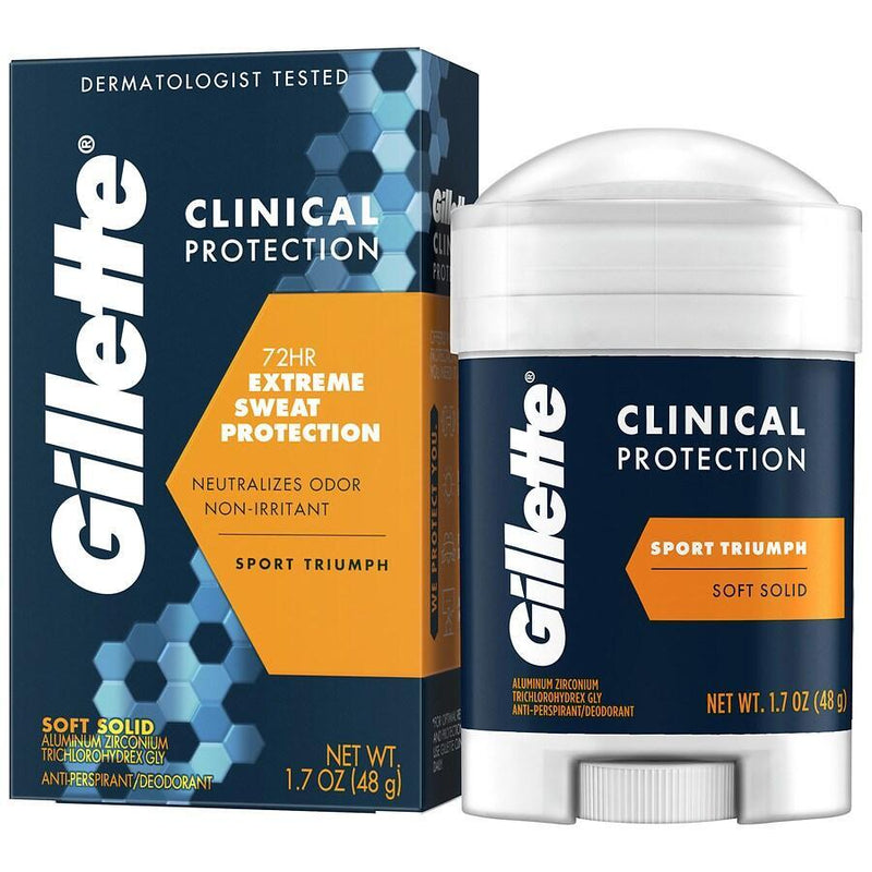 Gillette Gillette Clinical Protection Anti Perspirant/Deodorant, Sport Triumph, Soft Solid Deodorant White Smoke