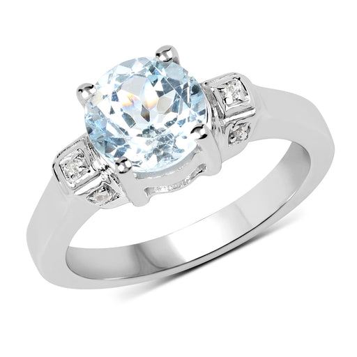 Bids.com 2.28 Carat Genuine Blue Topaz and White Topaz .925 Sterling Silver Ring Rings White Smoke size 6.00,size 7.00,size 8.00,size 5.00,size 9.00