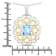Bids.com 2.60 Carat Genuine Blue Topaz .925 Sterling Silver Pendant Pendants White Smoke size 18.00