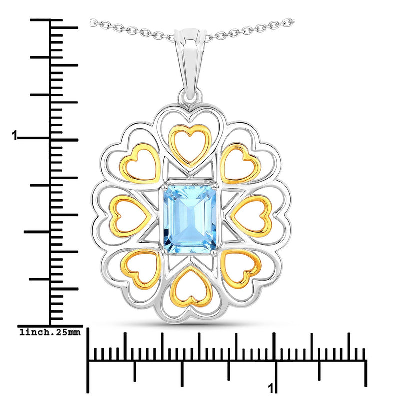 Bids.com 2.60 Carat Genuine Blue Topaz .925 Sterling Silver Pendant Pendants White Smoke size 18.00