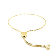 Bids.com 14k Yellow Gold Adjustable Lariat Style Heart Motif Bracelet Bracelets White Smoke 9.25 / Yellow Gold