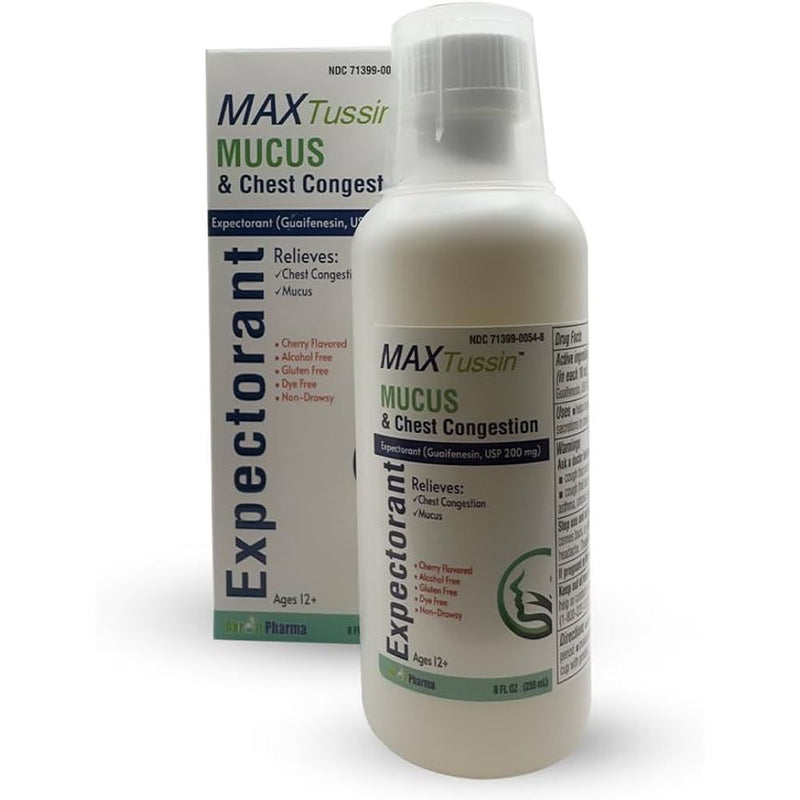 Akorn OneLax MaxTussin Mucus & Chest Congestion - Guaifenesin 200mg, 8 oz Liquid Health Care White Smoke
