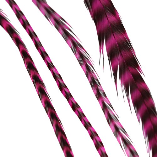 VIP Extensions Babe Striped Magenta Feather Hair Extensions Hair Extension White Smoke