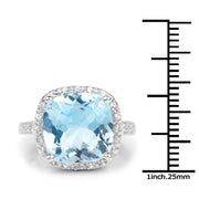 Bids.com 7.18 Carat Genuine Blue Topaz and White Topaz .925 Sterling Silver Ring Rings White Smoke size 6.00,size 7.00,size 8.00,size 9.00,size 5.00
