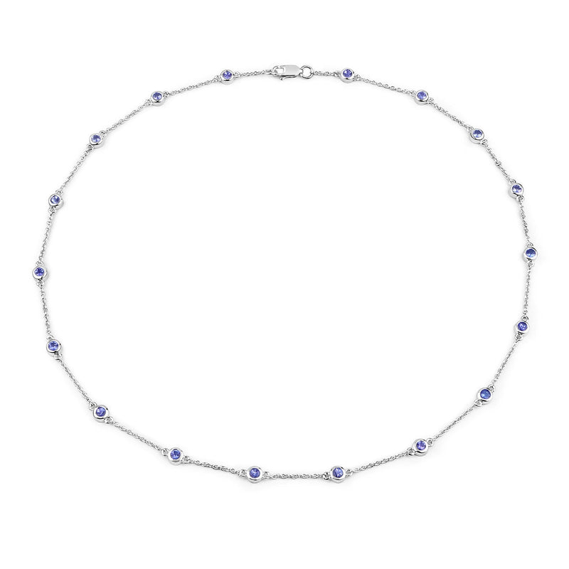 Bids.com 1.80 Carat Genuine Tanzanite .925 Sterling Silver Necklace Necklaces White Smoke size 18.00
