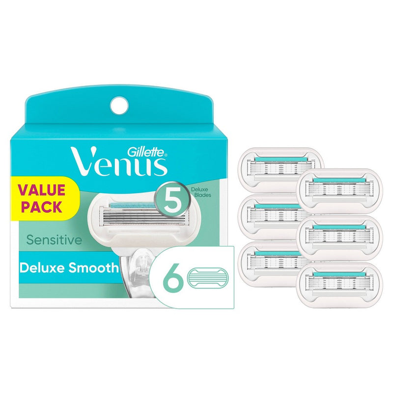 Gillette Gillette Venus Deluxe Smooth Sensitive Women's Razor Blade Refills Shaving & Grooming White Smoke