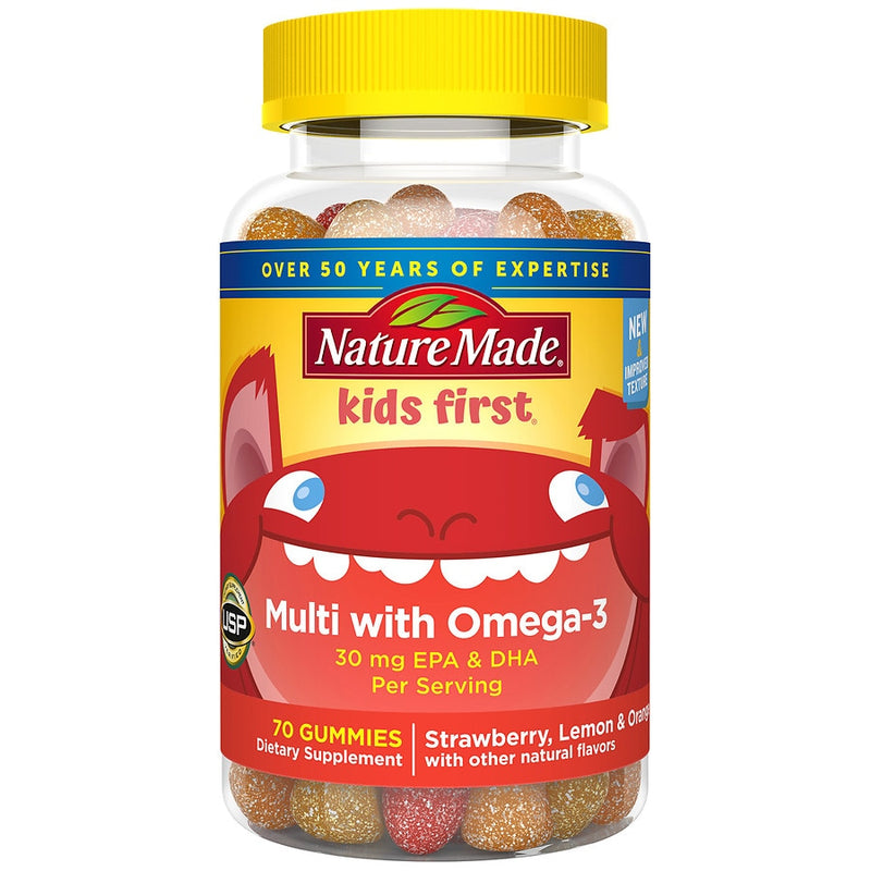 Nature Made Nature Made Kids First Multivitamin + Omega 3 Gummies - Strawberry, Lemon & Orange - 70ct Vitamins & Supplements White Smoke