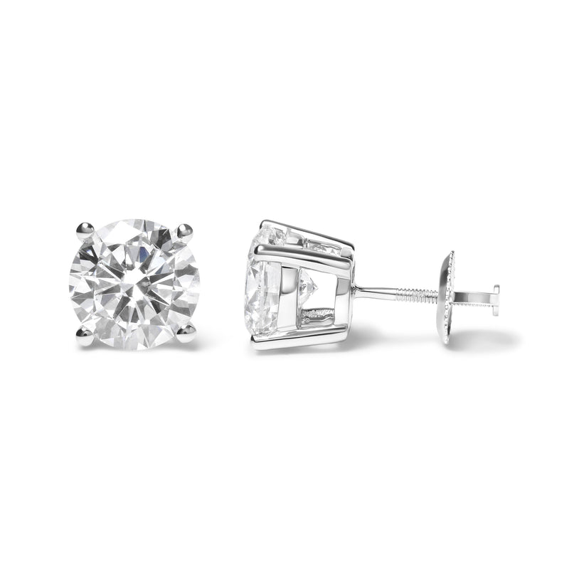 Bids.com IGI Certified 14K White Gold 5.00 Cttw Round Brilliant-Cut Lab Grown Diamond Classic 4-Prong Stud Earrings with Screw Backs (F-G Color, SI1 Clarity) Earrings White Smoke White.Gold / 5
