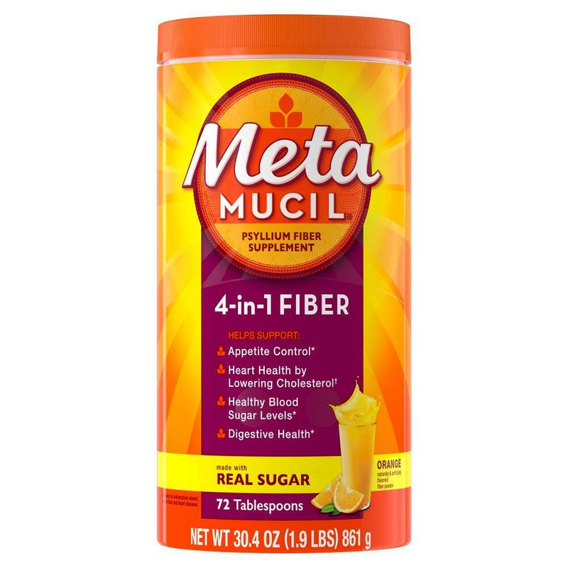 Metamucil Metamucil Fiber, 4-in-1 Psyllium Fiber Supplement Powder With Real Sugar, Orange Smooth Flavored Drink, 72 Servings Health & Beauty Brown