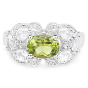Bids.com 2.70 Carat Genuine Peridot and White Zircon .925 Sterling Silver Ring Rings Lavender size 7.00,size 8.00,size 9.00,size 5.00,size 6.00,size 10.00