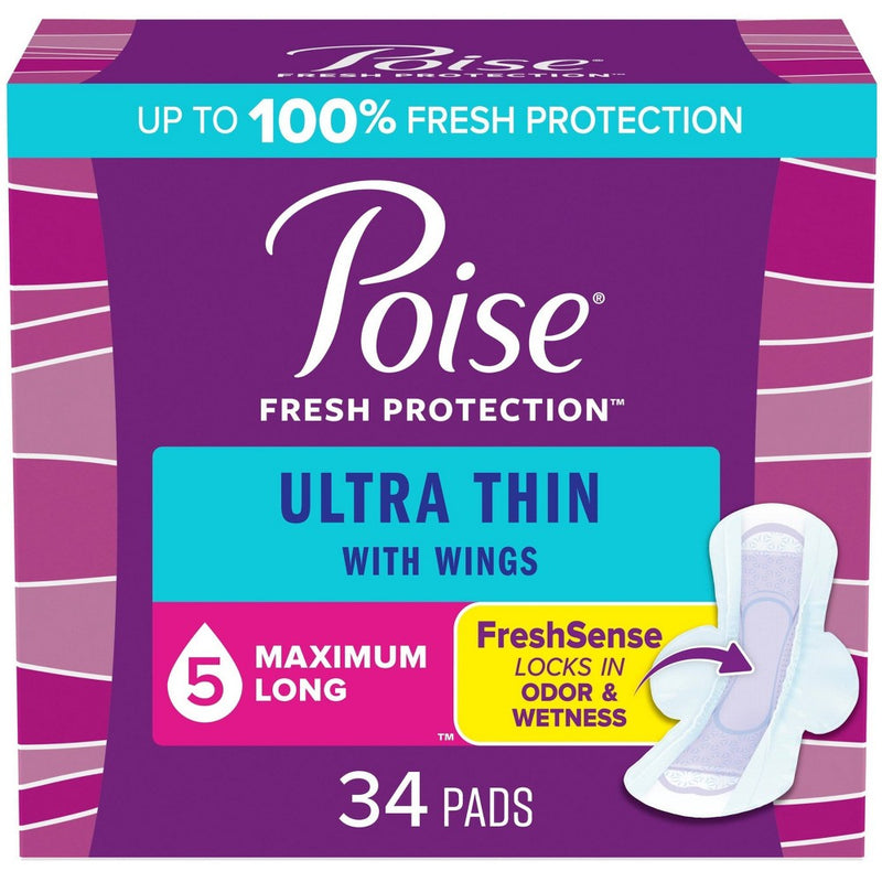 Poise Poise Ultra Thin Pads With Wings - Maximum Absorbency Personal Care Dark Magenta