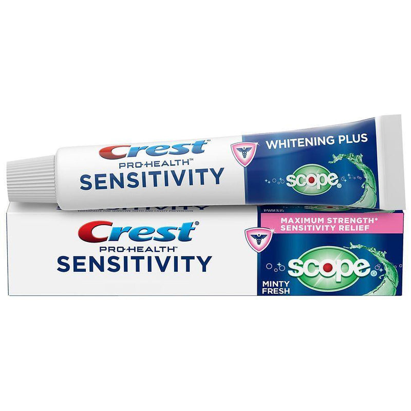 Crest Crest Toothpaste, Sensitivity, Whitening Plus Scope, Maximum Strength Sensitivity Relief, Minty Fresh 6 Oz Toothpaste White Smoke