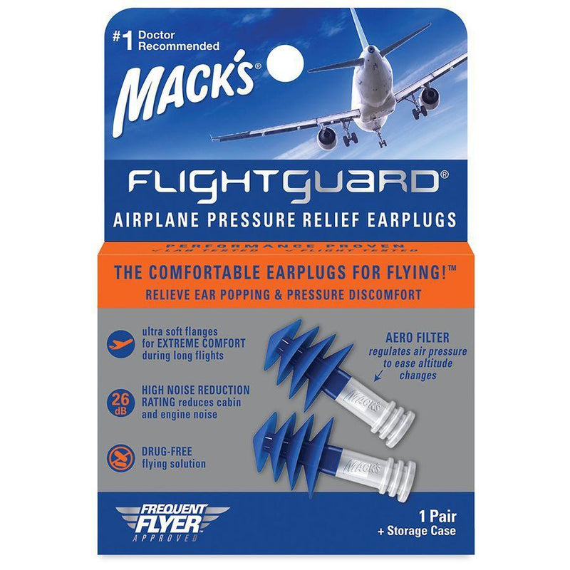 Mack's Mack's Flightguard Airplane Earplugs Ear Plugs Pressure Relief Earplugs Light Slate Gray