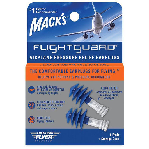 Mack's Mack's Flightguard Airplane Earplugs Ear Plugs Pressure Relief Earplugs Light Slate Gray