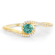 Bids.com 0.33 Carat Genuine Zambian Emerald and White Diamond 14K Yellow Gold Ring Rings White Smoke size 7.00,size 6.00,size 8.00,size 5.00,size 9.00