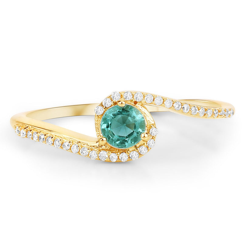 Bids.com 0.33 Carat Genuine Zambian Emerald and White Diamond 14K Yellow Gold Ring Rings White Smoke size 7.00,size 6.00,size 8.00,size 5.00,size 9.00