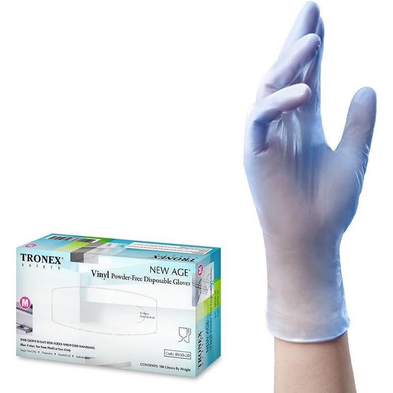 Tronex Tronex 100 Pack Blue Vinyl Powder Free Disposable Gloves XL Disposable Gloves White Smoke