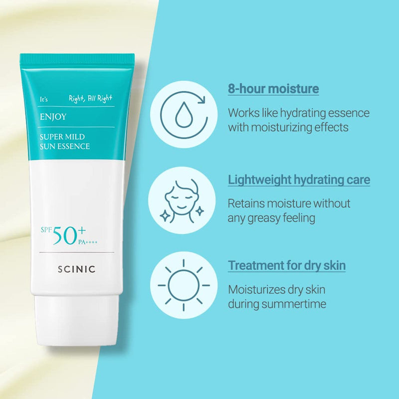AsiaBeautyMall SCINIC Enjoy Super Mild Sun Essence SPF 50+ PA++++ Sunscreen Sky Blue