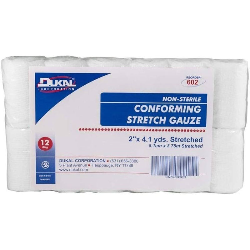 Dukal Dukal Conforming Stretch Sterile Gauze Rolls, 2" x 4.1 yds (Case of 12) Medical Tape & Bandages Light Gray