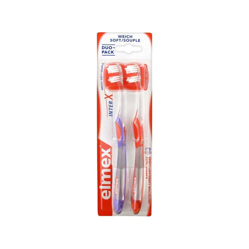 Elmex Elmex Anti-Caries Purple & Orange Medium Toothbrush Duo Pack Toothbrush Light Gray
