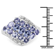 Bids.com 1.85 Carat Genuine Tanzanite .925 Sterling Silver Ring Rings White Smoke size 6.00,size 7.00,size 8.00,size 9.00