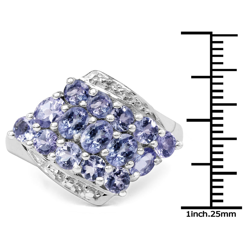 Bids.com 1.85 Carat Genuine Tanzanite .925 Sterling Silver Ring Rings White Smoke size 6.00,size 7.00,size 8.00,size 9.00