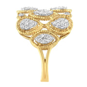Bids.com 14K Yellow Gold Diamond Art Deco Ring (1/2 Cttw, H-I Color, I1 Clarity) - Size 7 Rings White Smoke 8 / Yellow.Gold,6 / Yellow.Gold,7 / Yellow.Gold