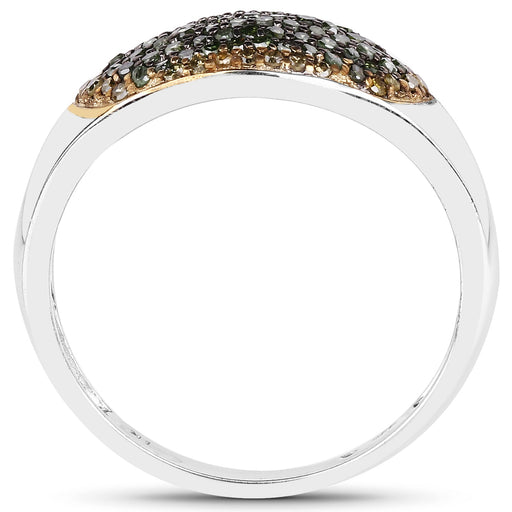 Bids.com 0.45 Carat Genuine Green Diamond and Yellow Diamond .925 Sterling Silver Ring Rings White Smoke size 6.00,size 7.00,size 8.00,size 9.00