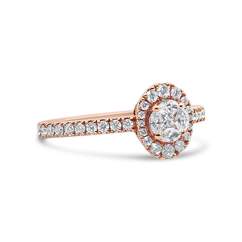 Bids.com 18K Rose Gold 1/2 Cttw Composite Marquise Composite Diamond Oval Shaped Halo Engagement Ring (F-G Color, VS1-VS2 Clarity) - Ring Size 7 Rings White Smoke 7 / Rose.Gold