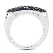 Bids.com 0.99 Carat Genuine Blue Sapphire .925 Sterling Silver Ring Rings White Smoke size 6.00,size 7.00,size 8.00,size 9.00,size 5.00