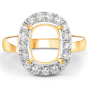 Bids.com 0.51 Carat Genuine White Diamond 14K Yellow Gold Semi Mount Ring - holds 10x8mm Cushion Gemstone Rings White Smoke size 7.00,size 6.00,size 8.00