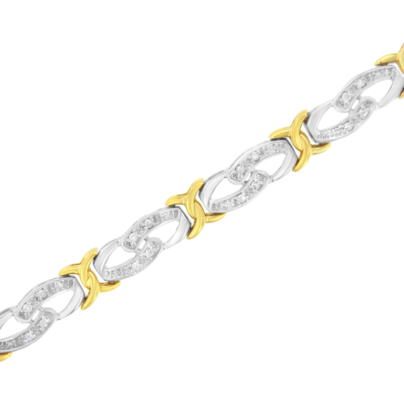 Bids.com 10k Yellow Gold Plated Sterling Silver 1/4 cttw Diamond Infinity and X Link Bracelet (I-J Clarity, I2-I3 Color) - Size 7.25" Bracelets White Smoke YellowWhite.Sterling Silver / 7.25